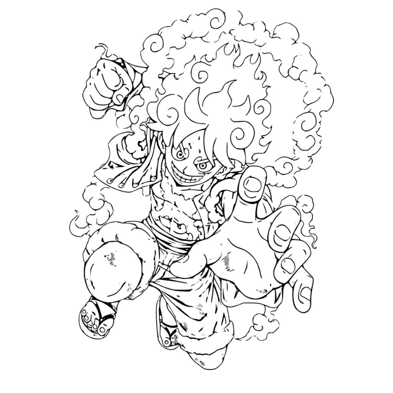 Độc đáo cùng ảnh luffy gear 5 trắng đen