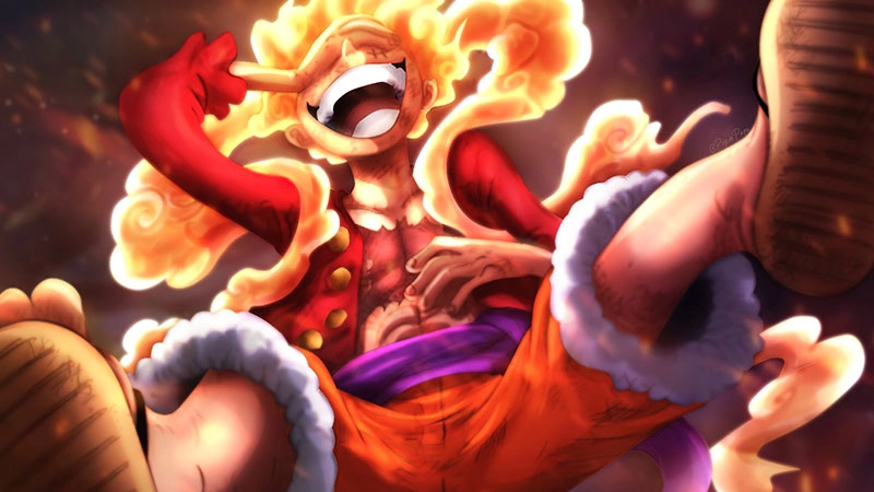 Đốn tim với ảnh luffy gear 5 cười cực đáng yêu
