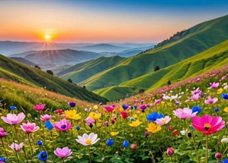 Chạng vạng thơ mộng với hình ảnh hoàng hôn trên cánh đồng