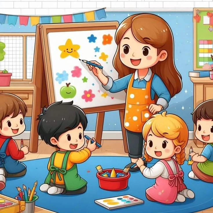 Gắn kết thân thương trong hình ảnh cô giáo và các bạn