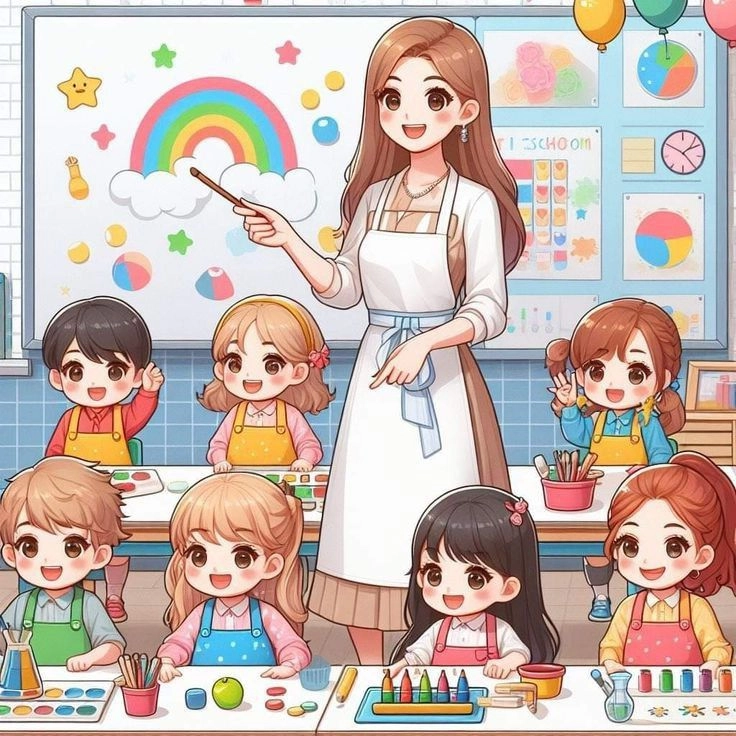 Tình cảm sâu sắc với hình ảnh cô giáo và học sinh