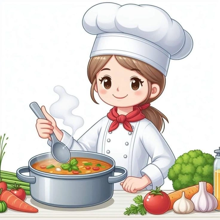 Phong cách trẻ trung của chibi đầu bếp nữ