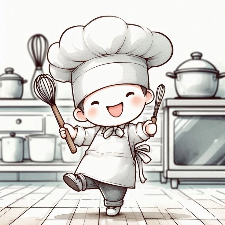 Vui vẻ, sinh động với hình ảnh đầu bếp hoạt hình