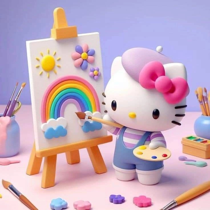 Ấm áp dịu dàng từ ảnh hello kitty gấu bông