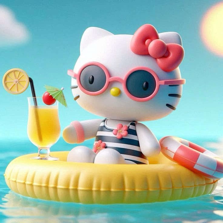 Không thể thiếu bộ ảnh hello kitty nền ngọt ngào