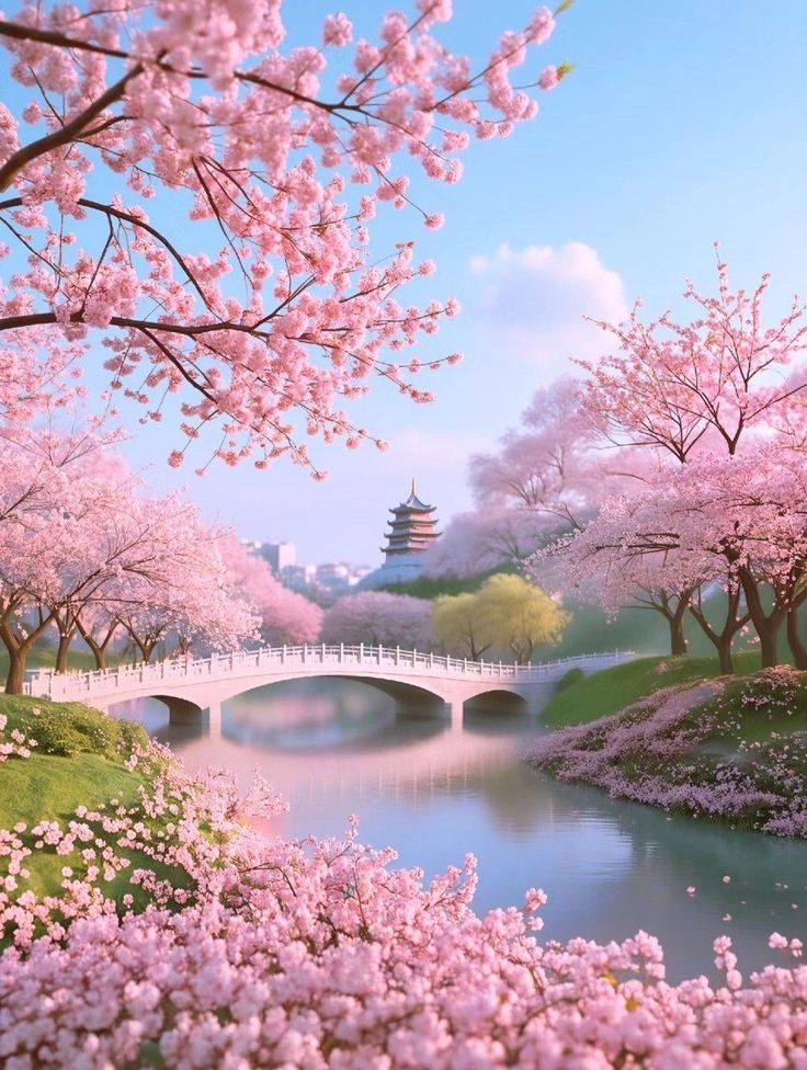 Tạo điểm nhấn nhẹ nhàng ảnh hoa anh đào làm hình nền