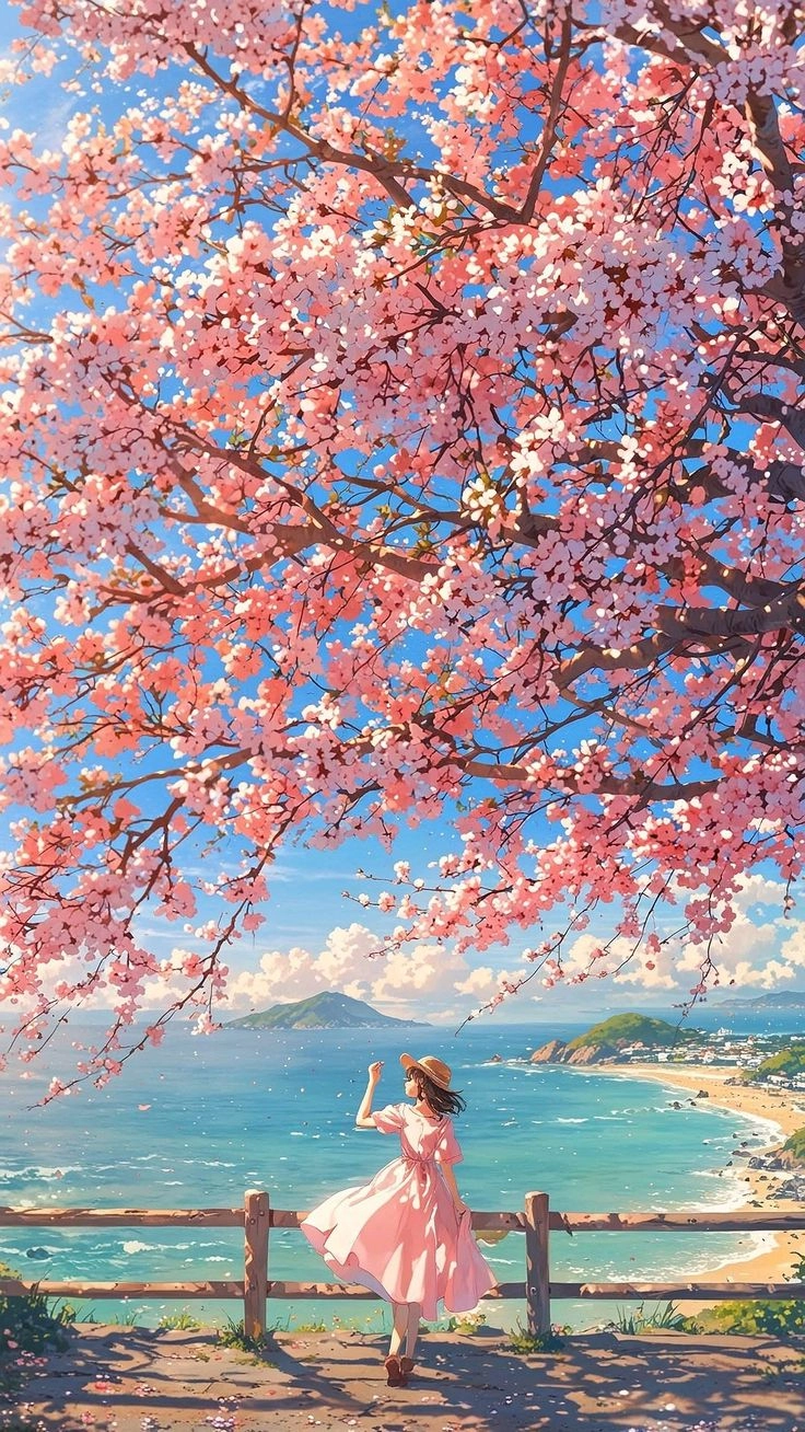 Lung linh mộng mơ ảnh phong cảnh anime hoa anh đào