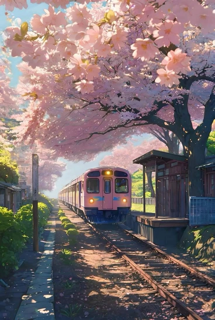 Dễ thương và huyền ảo hình ảnh hoa anh đào anime