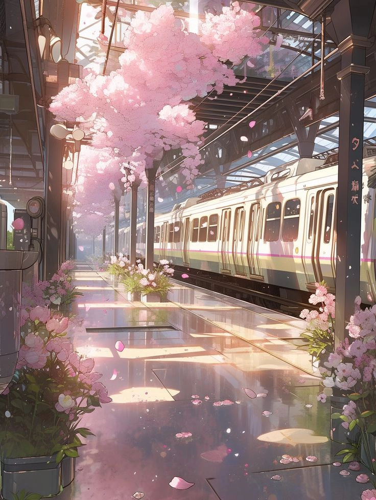 Mang cảm xúc sâu lắng hình ảnh hoa anh đào rơi anime