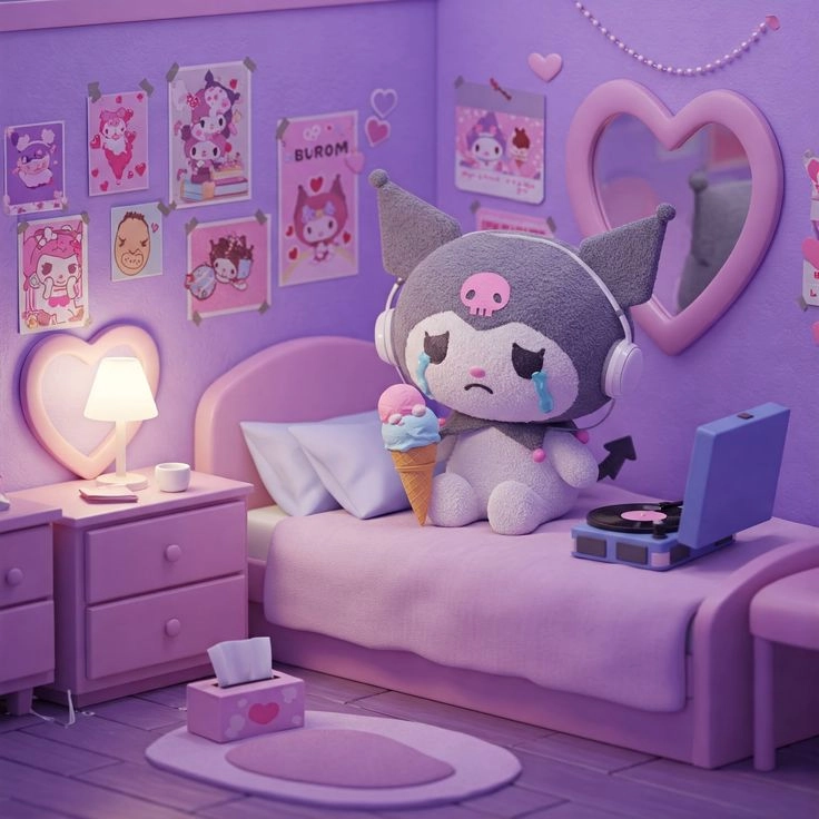 Màn hình lung linh cùng hình nền điện thoại kuromi cute