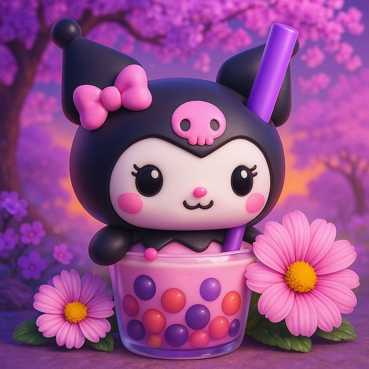 Màu tím mộng mơ trong hình nền kuromi cute màu tím