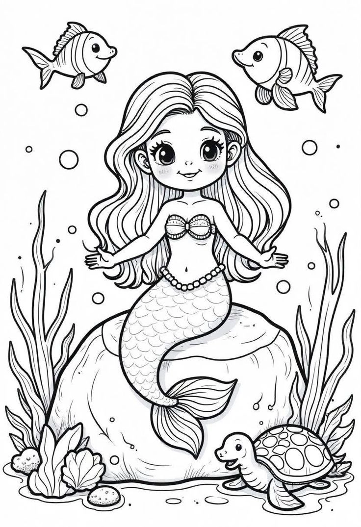 Vẽ nên cổ tích với ảnh nàng tiên cá tô màu