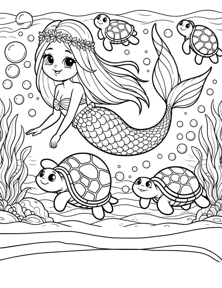 Bộ sưu tập hình ảnh nàng tiên cá tô màu xinh xắn