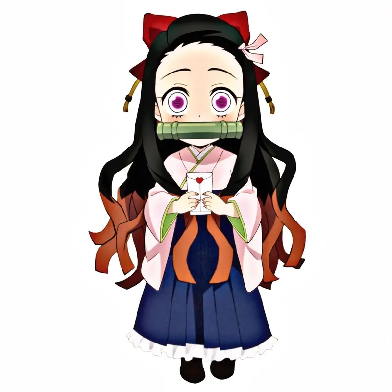 Chibi hóa với ảnh nezuko cute cực đáng yêu