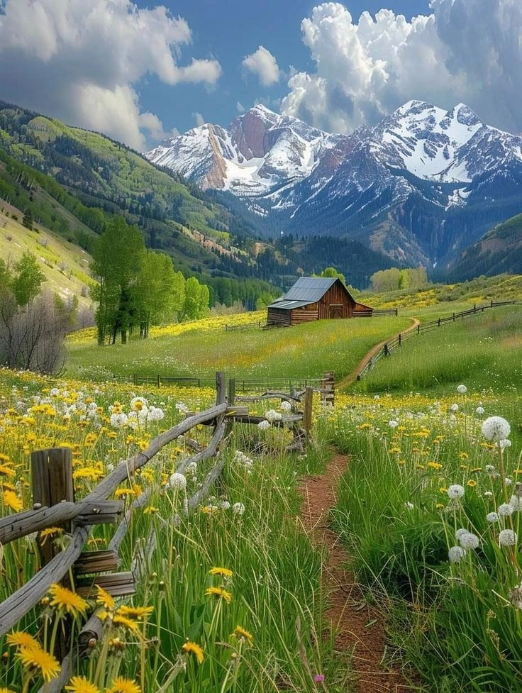 Cảnh vật thơ mộng hiện lên trong hình ảnh núi non