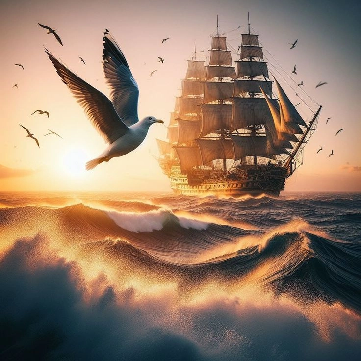 Lặng lẽ giữa đại dương hình ảnh con thuyền cô đơn