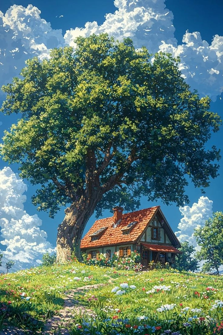 hình ảnh anime thiên nhiên thể hiện vẻ đẹp bình yên