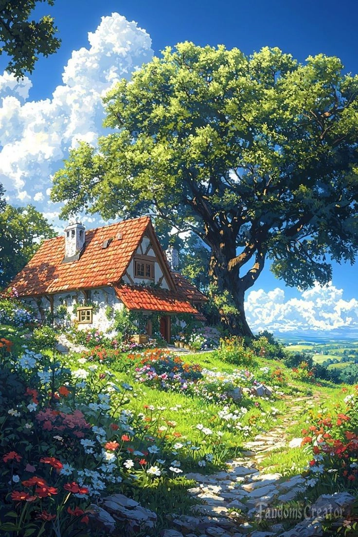 hình ảnh thiên nhiên anime hòa quyện sắc màu tuyệt mỹ