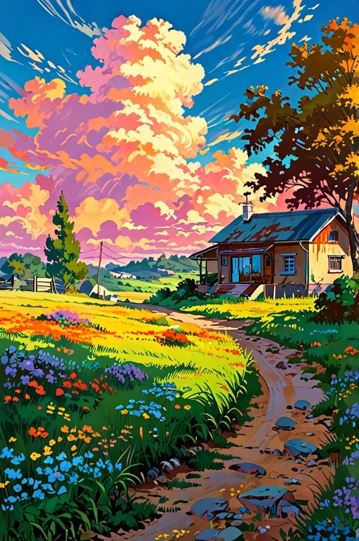 ảnh anime thiên nhiên tạo nên khung cảnh mộng mơ