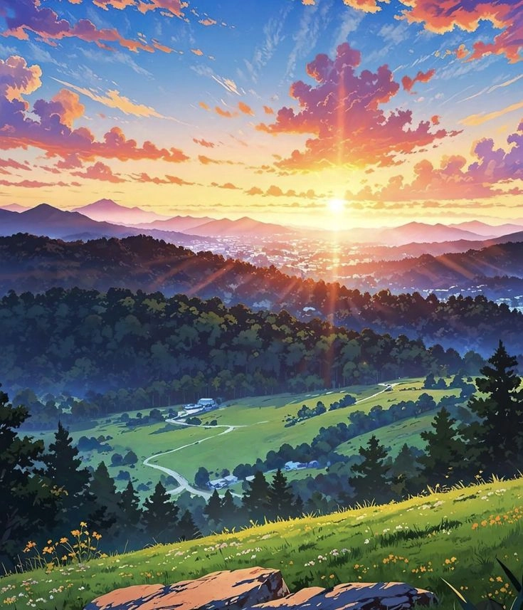 cảnh thiên nhiên anime đẹp như tranh vẽ mê hoặc