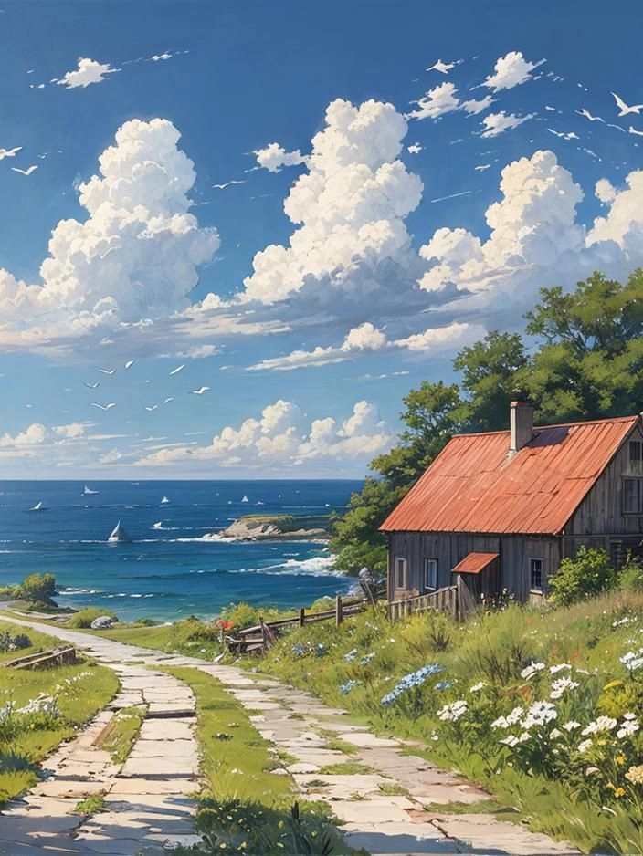 hình nền thiên nhiên anime mang lại cảm giác thư giãn