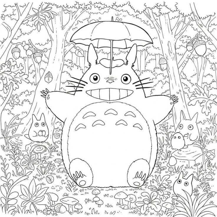 vẽ totoro cầm lá đơn giản mà đẹp mắt