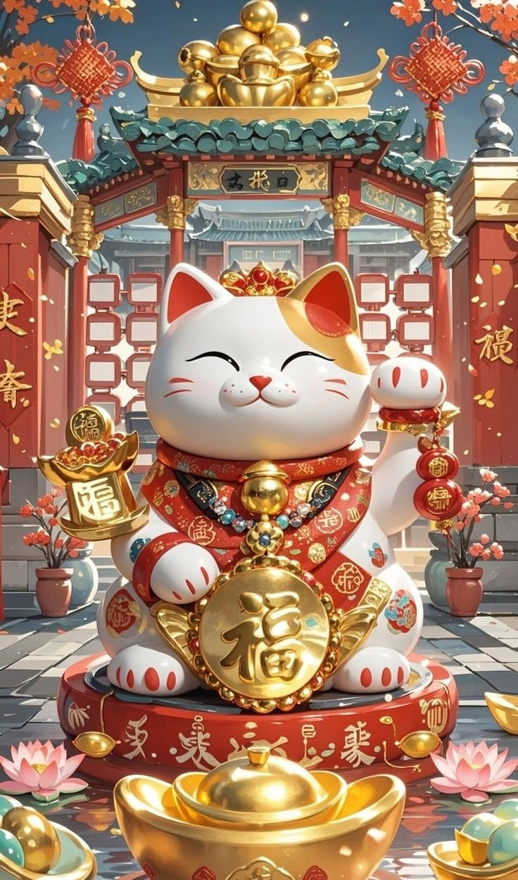 Tìm ảnh mèo thần tài may mắn để cầu xin vận may vào nhà
