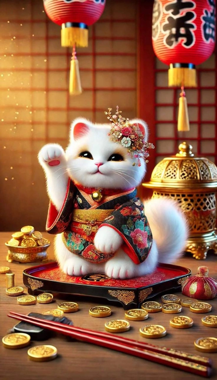 Dễ thương và may mắn với ảnh mèo thần tài đẹp làm hình đại diện