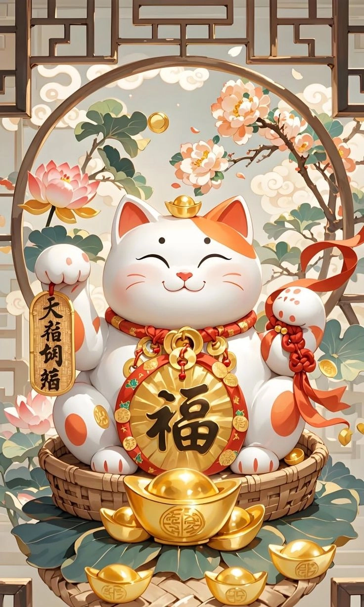Tải hình ảnh mèo thần tài cute làm hình nền để luôn cảm nhận sự may mắn