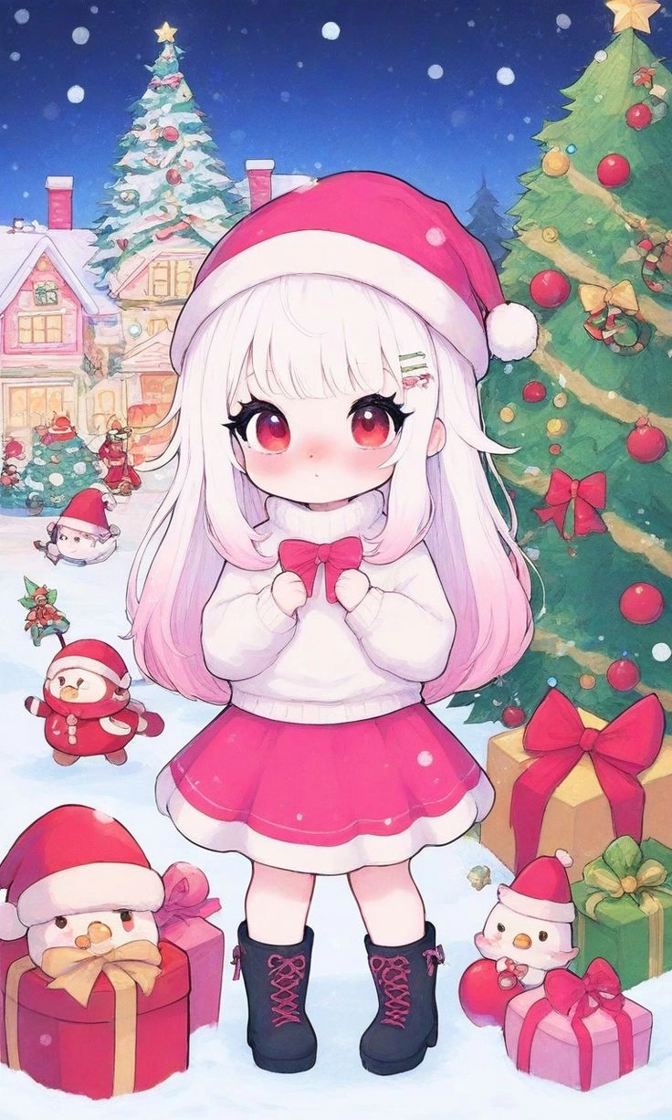 Đón lễ hội rộn ràng qua ảnh anime nữ noel