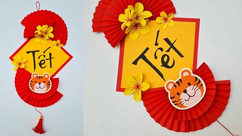 Mẫu trang trí bảng chủ đề tết đơn giản