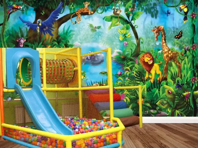 Trang trí khu vui chơi cho bé dễ thương và nhiều màu