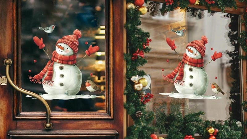 Ý tưởng trang trí noel cửa kính đơn giản