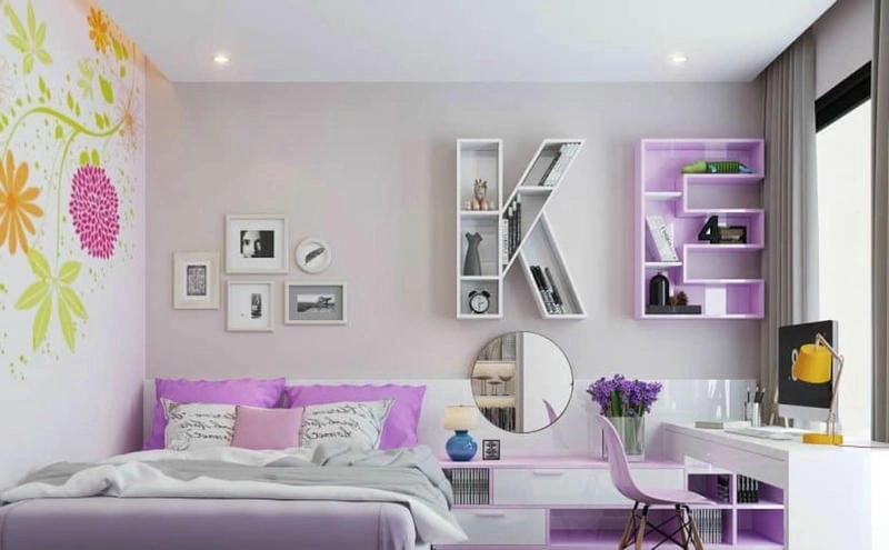 Trang trí phòng đẹp cho bé gái với gam màu tươi sáng và sinh động