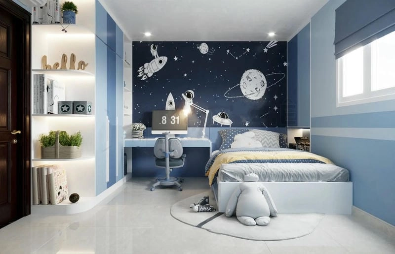Ý tưởng màu sắc và phong cách trang trí phòng bé trai 